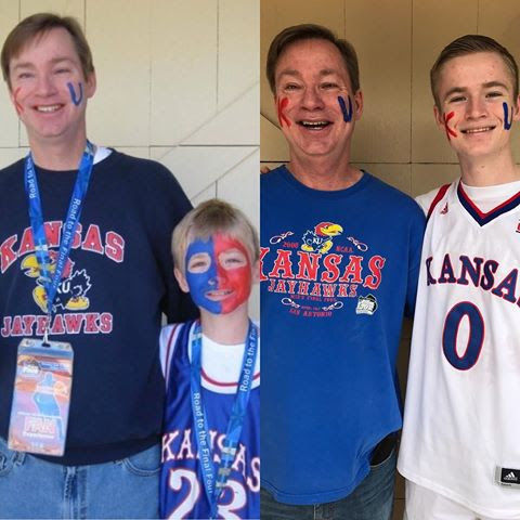 Paul and Dad at Final Four games in 2008 and 2018